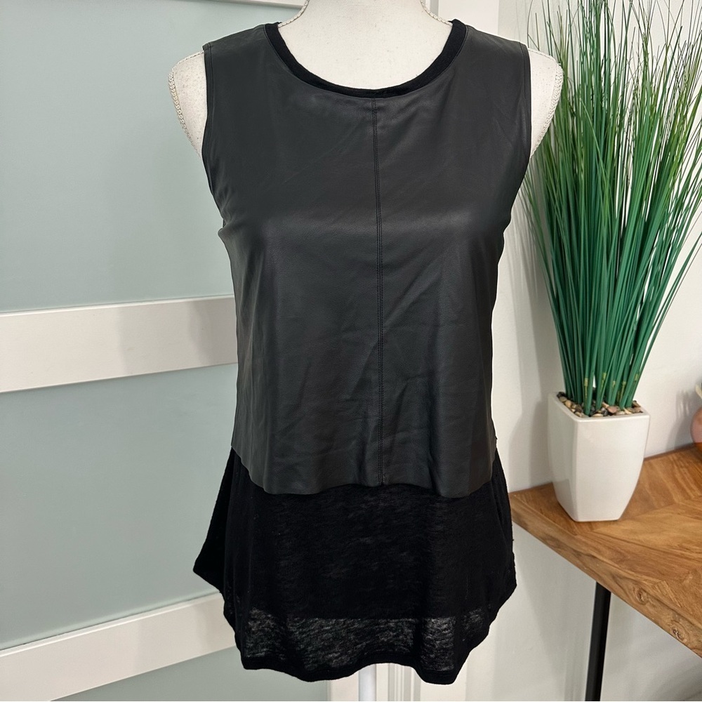 Generation Love Faux Leather Tank Top SZ Small Black Sleeveless EUC Retail $165